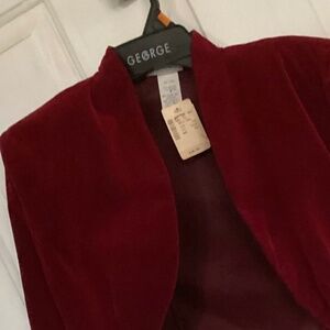 Red maroon Velvet retro bolero jacket NWT  Shoulders pads Rampage size 9